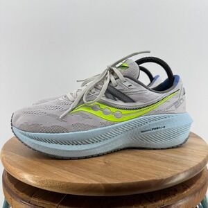 Saucony Triumph 20 Running Shoes Gray Neon‎ Green Athletic Sneakers Women's 9